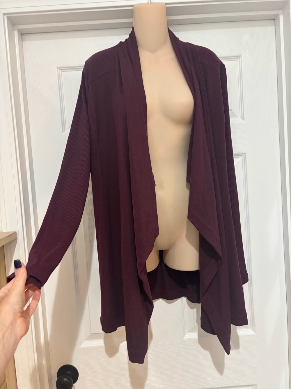 Brand new White House Black Market Plum Open-Front Cardigan